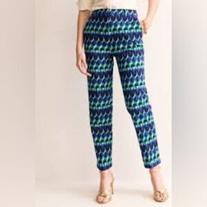 Boden Kew Blue Abstract Illusion Print Trousers, NWT.